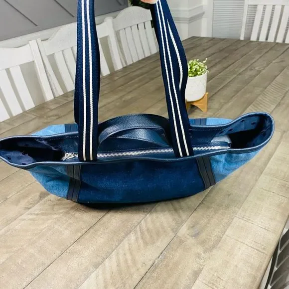 New Kate Spade Rosie Tote Bag Colorblock Denim In Blue Multi - Picture 13 of 13